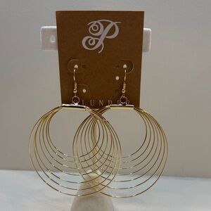 Plunder Multi-Hoop Oversized Gold Pierced Earrings NWT